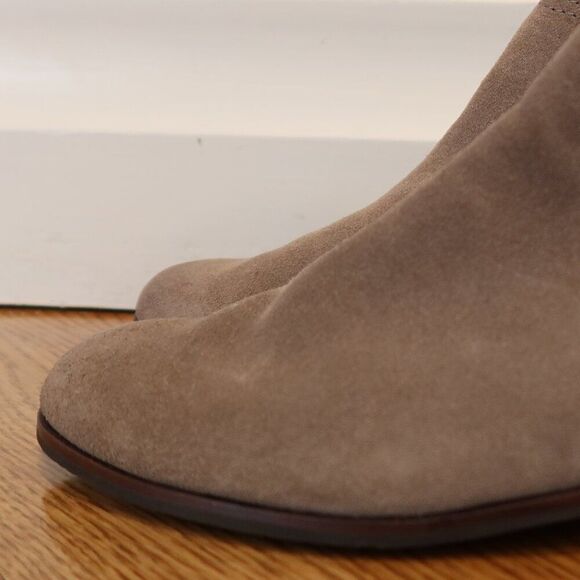 FRYE Mallory Chelsea Suede Leather boots taupe pull on booties fall heel 7.5 - Picture 8 of 11